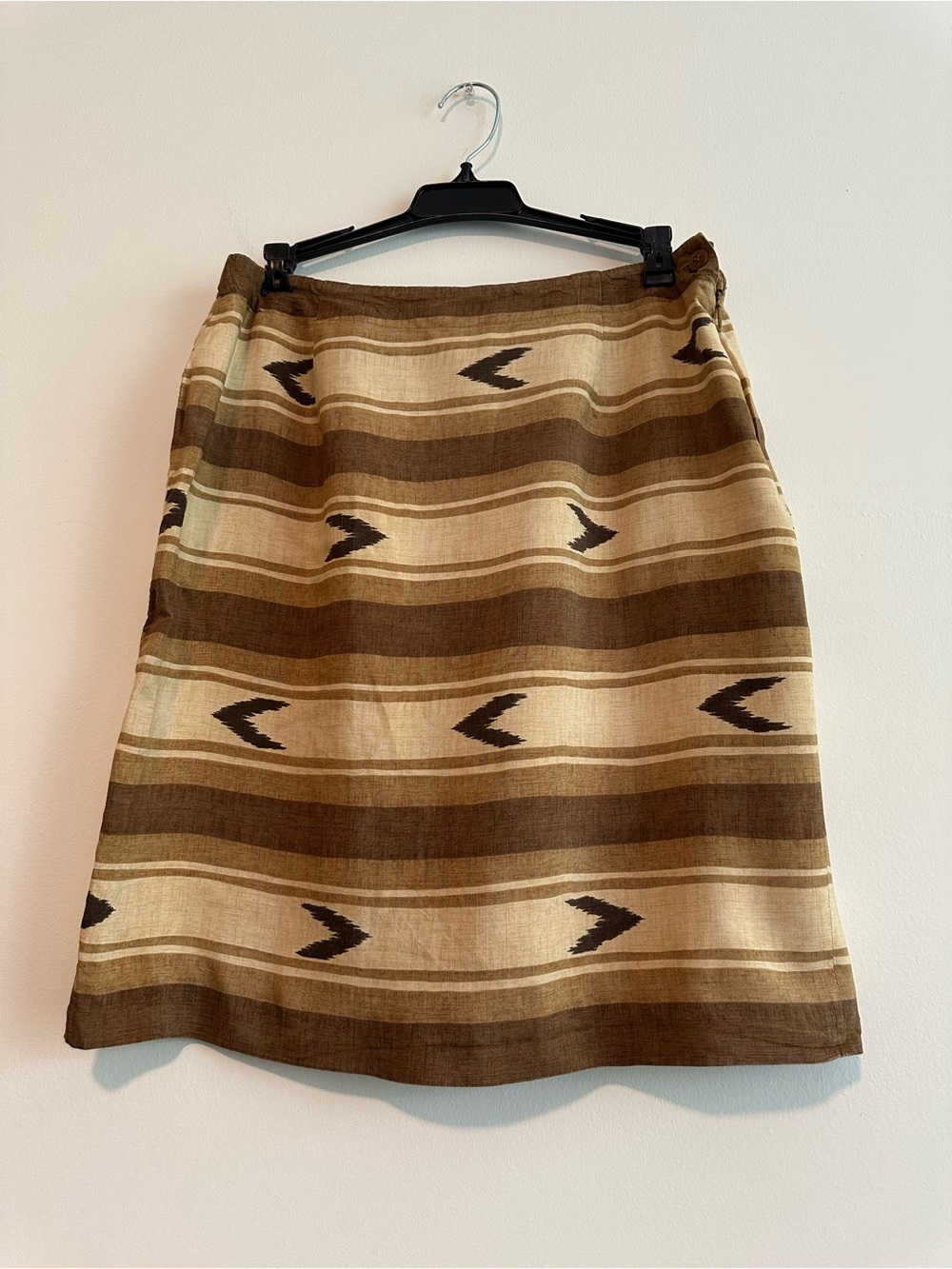 Cowgirl Vintage Brown and Cream 100% Silk Western A-Line Skirt - Picture 5 of 7